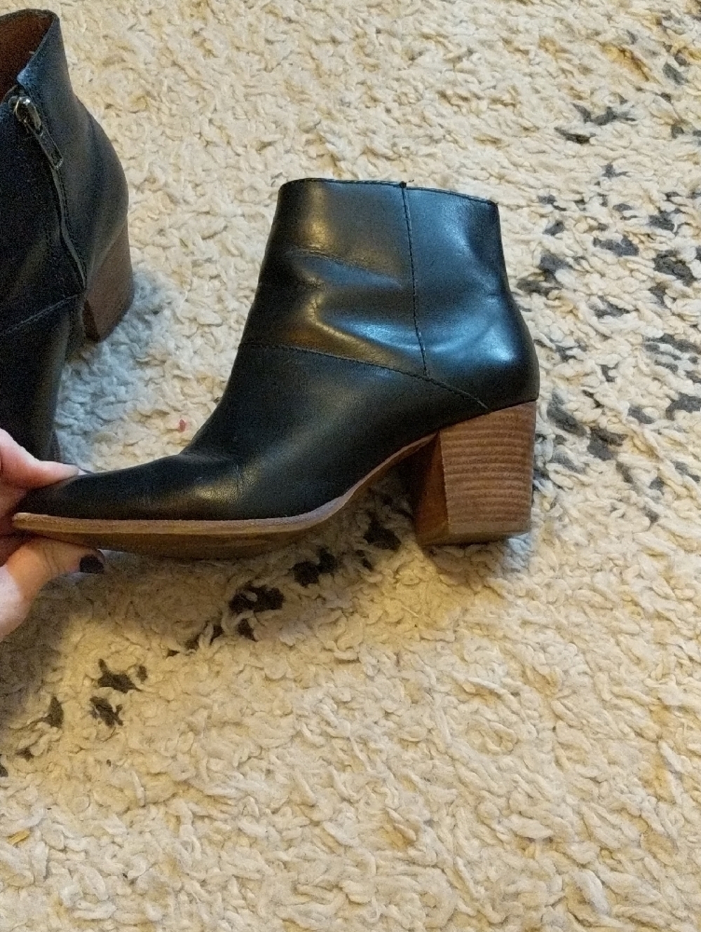 Madewell The Rosie Ankle Boot Black Leather Block Heel Booties Size 7.5 - Picture 6 of 10